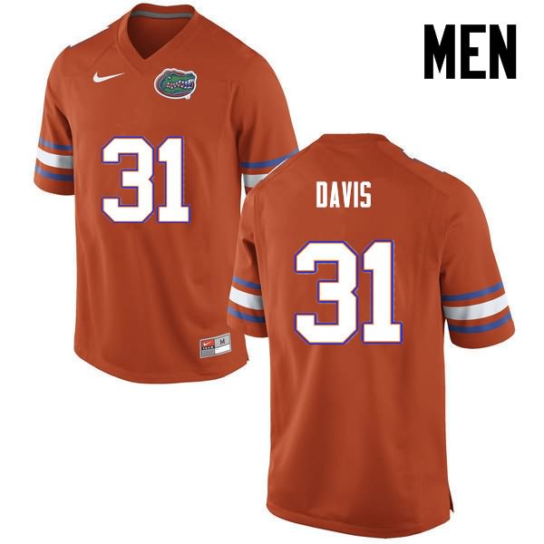 Men's NCAA Florida Gators Shawn Davis #31 Stitched Authentic Nike Orange College Football Jersey VVP0165WT